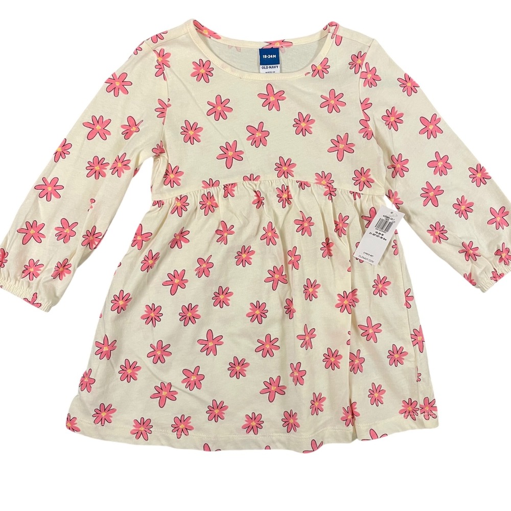 NWT Old Navy Floral Dress‎ Size 18-24 Months Long Sleeve Casual Pink